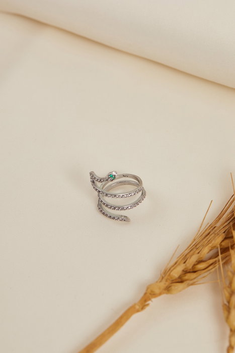 Heliophilia Silver Anillo de Metal en Plata con Circonia